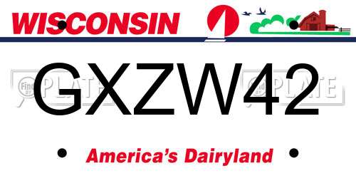 GXZW42 Wisconsin License Plate
