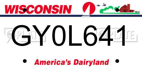 GY0L641 Wisconsin License Plate