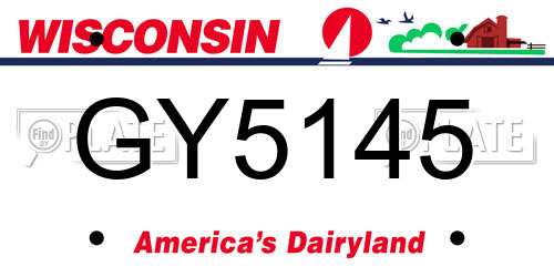 GY5145 Wisconsin License Plate