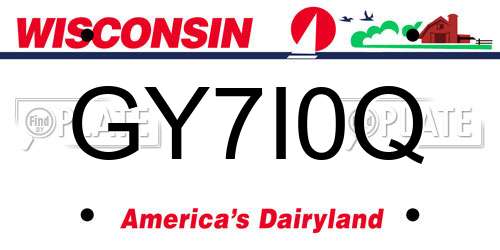 GY7I0Q Wisconsin License Plate
