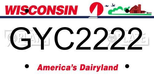 GYC2222 Wisconsin License Plate