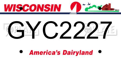 GYC2227 Wisconsin License Plate