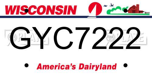 GYC7222 Wisconsin License Plate