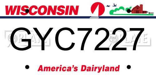 GYC7227 Wisconsin License Plate