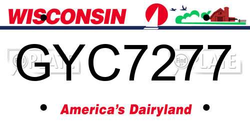 GYC7277 Wisconsin License Plate