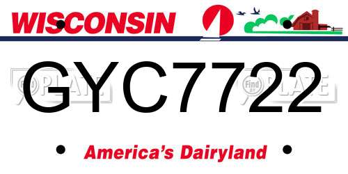 GYC7722 Wisconsin License Plate
