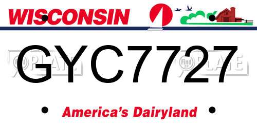 GYC7727 Wisconsin License Plate