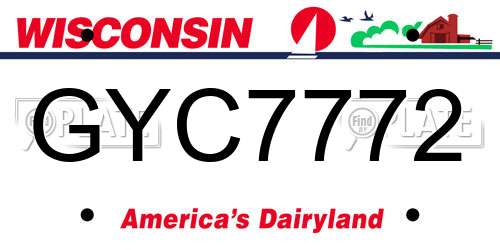 GYC7772 Wisconsin License Plate