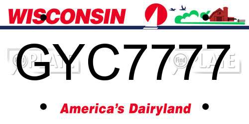 GYC7777 Wisconsin License Plate