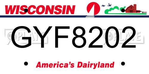 GYF8202 Wisconsin License Plate