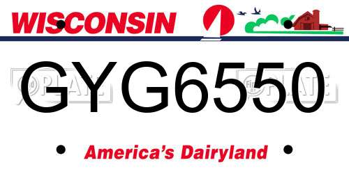 GYG6550 Wisconsin License Plate
