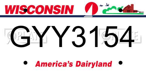 GYY3154 Wisconsin License Plate
