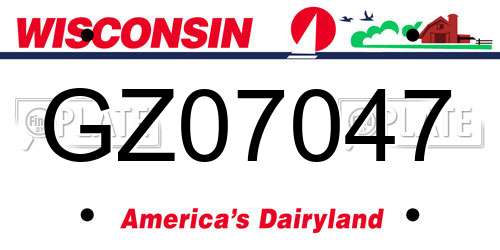 GZ07047 Wisconsin License Plate
