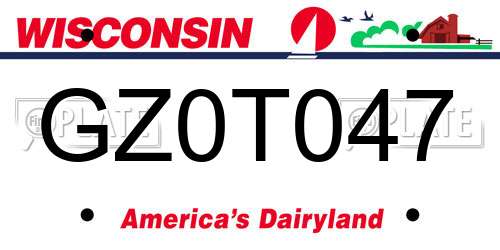 GZ0T047 Wisconsin License Plate
