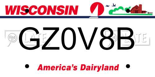 GZ0V8B Wisconsin License Plate