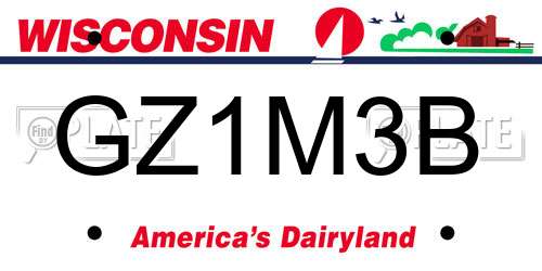 GZ1M3B Wisconsin License Plate