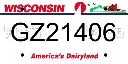 GZ21406 Wisconsin License Plate