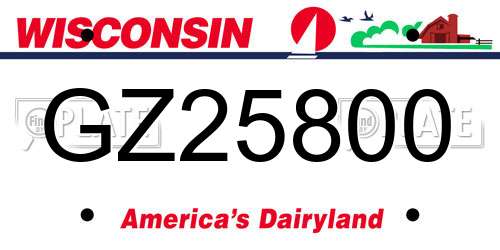 GZ25800 Wisconsin License Plate