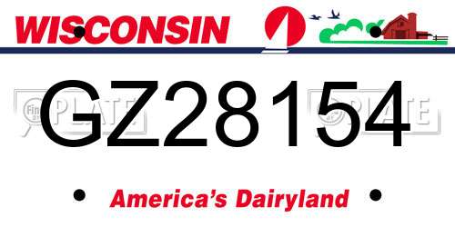 GZ28154 Wisconsin License Plate