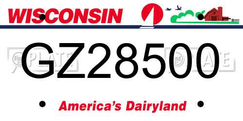 GZ28500 Wisconsin License Plate