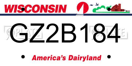 GZ2B184 Wisconsin License Plate