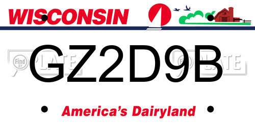 GZ2D9B Wisconsin License Plate