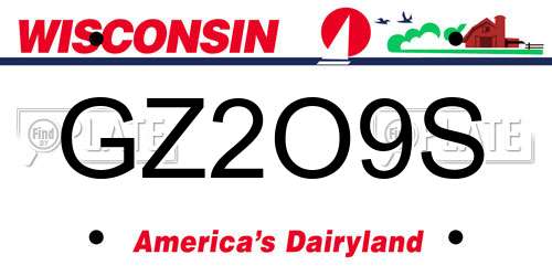 GZ2O9S Wisconsin License Plate
