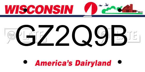 GZ2Q9B Wisconsin License Plate
