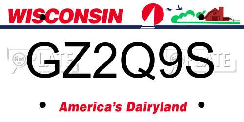 GZ2Q9S Wisconsin License Plate