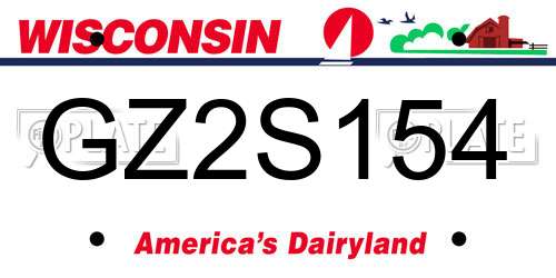 GZ2S154 Wisconsin License Plate