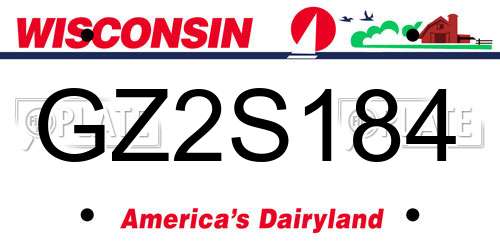 GZ2S184 Wisconsin License Plate