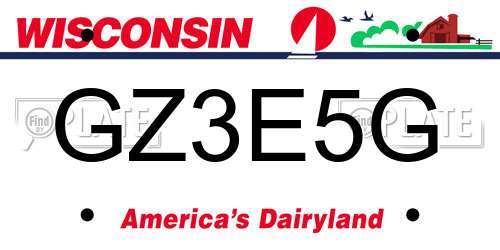 GZ3E5G Wisconsin License Plate