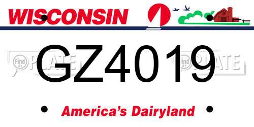 GZ4019 Wisconsin License Plate