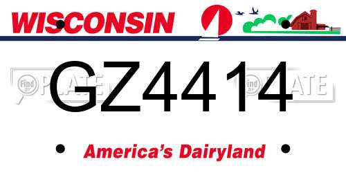GZ4414 Wisconsin License Plate