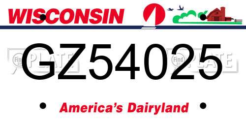 GZ54025 Wisconsin License Plate