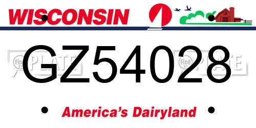 GZ54028 Wisconsin License Plate