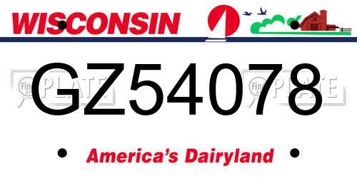 GZ54078 Wisconsin License Plate