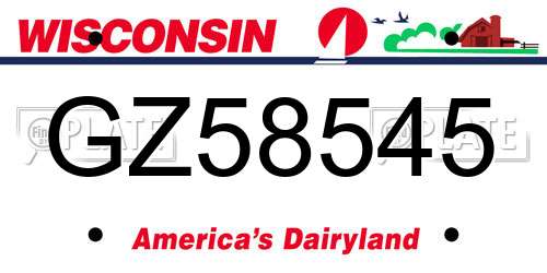 GZ58545 Wisconsin License Plate