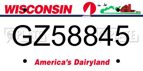 GZ58845 Wisconsin License Plate