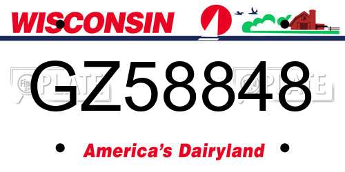 GZ58848 Wisconsin License Plate