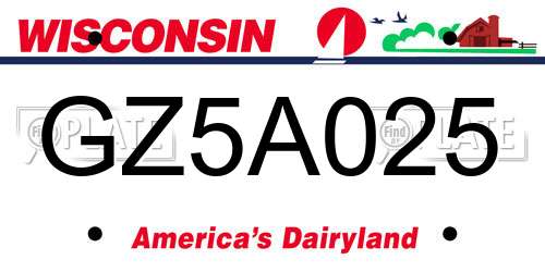GZ5A025 Wisconsin License Plate