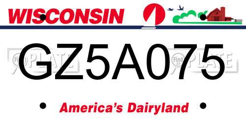 GZ5A075 Wisconsin License Plate