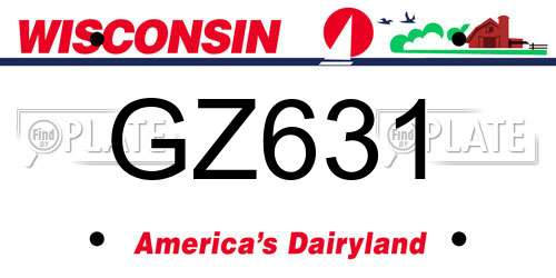 GZ631 Wisconsin License Plate