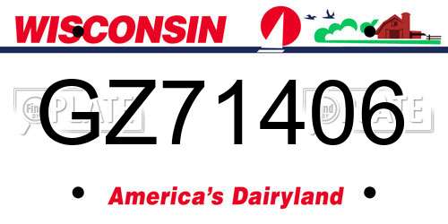 GZ71406 Wisconsin License Plate