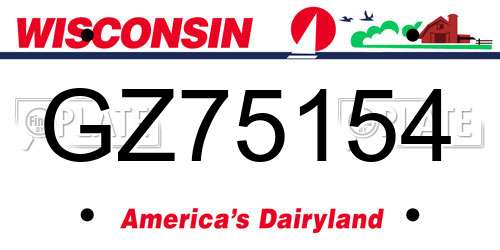 GZ75154 Wisconsin License Plate