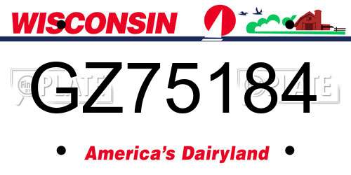 GZ75184 Wisconsin License Plate