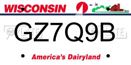 GZ7Q9B Wisconsin License Plate