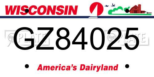 GZ84025 Wisconsin License Plate