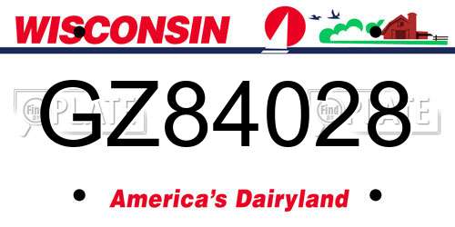 GZ84028 Wisconsin License Plate