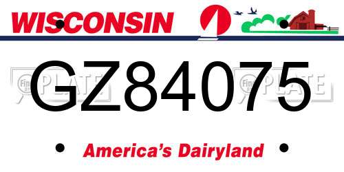 GZ84075 Wisconsin License Plate